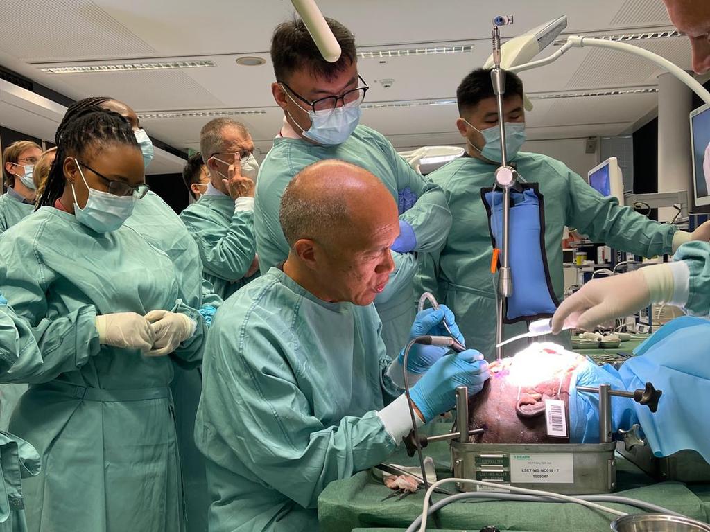 Dr Teo Teaching at a course in Europe to neurosurgeons from all over the world.