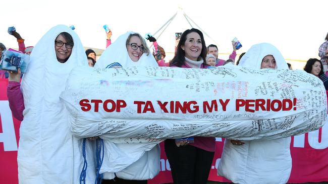 Protesters have been fighting to axe the tampon tax for years. Picture: Kym Smith