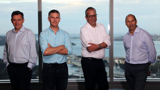 Barrenjoey Capital founding partners, from left, Brian Benari, Chris Williams, John Cincotta and Guy Fowler. Picture: Jane Dempster