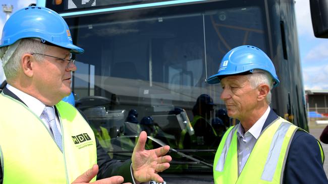 Prime Minister Scott Morrison visits Newcastle Port, where a Hydrogen Hub will be constructed. Picture: NCA NewsWire / Peter Lorimer