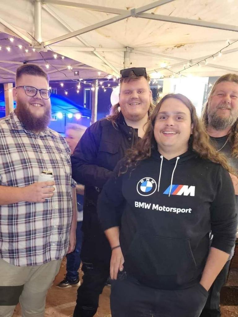 James Hazzard (middle left) with his brothers Justin (left) and Andrew Hazzard (middle right) and their father Glen Hazzard (right). Picture: Supplied by family