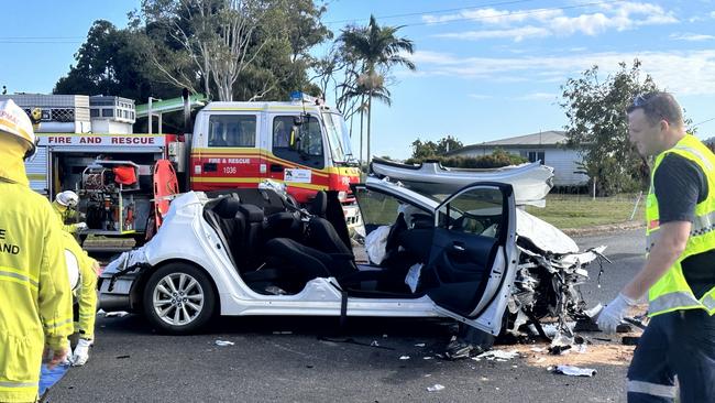 The Peak Downs Highway is blocked after a serious traffic crash on the morning of July 11, 2023. Picture: Heidi Petith