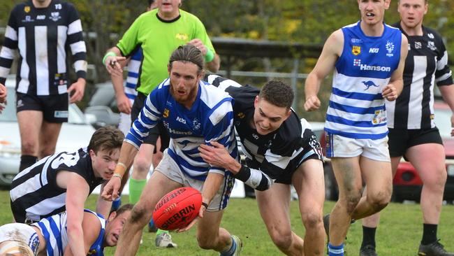 Sam Hill had a solid game for the Magpies, applying strong forward pressure all day. Picture: Supplied, Janine Liebelt and Mark Liebich