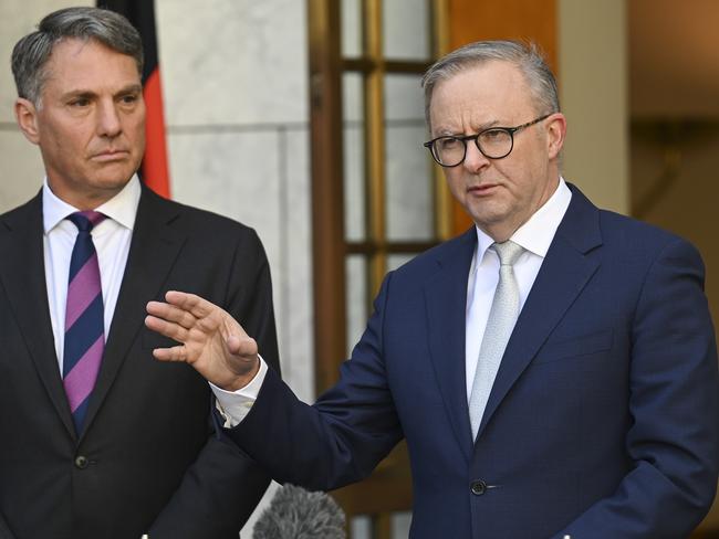 Richard Marles and Anthony Albanese will not stifle debate. Picture: NCA NewsWire / Martin Ollman