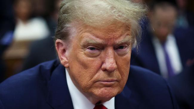 Former US President Donald Trump attends his trial for allegedly covering up hush money payments linked to extramarital affairs. Picture: Mike Segar/AFP