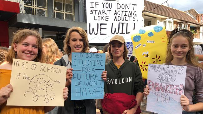 Students protest climate change inaction. Picture: Julie Cross.