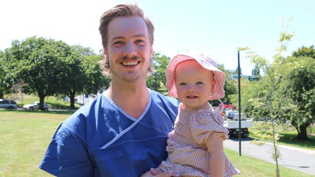 Dr Dominic Van Winden â Resident of the Year and 10-month-old Edith Van Winden. Picture: Elise Kaine