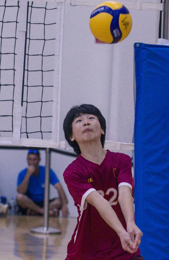 Ethan Yang as St Peters V Craigsleigh in the Australian Volleyball Schools Cup is being played at the Gold Coast Sports and Leisure Centre in Carrara. Picture: Glenn Campbell