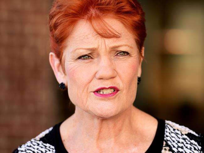 Pauline Hanson in Townsville to endorse her One Nation Candidate for Thuringowa, Troy Thompson. Picture: Alix Sweeney