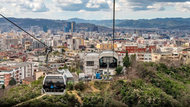 Dajti Ekspres Cable Car over Tirana.