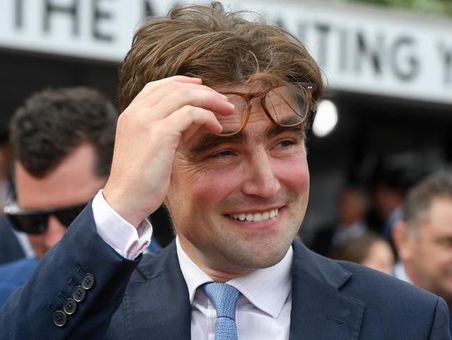 David Eustace after Hitotsu won the Australian Guineas at Flemington. Picture: Getty Images