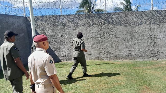 Commissioner Panapasa inspects prison security — stopping prisoner escapes is a main focus.