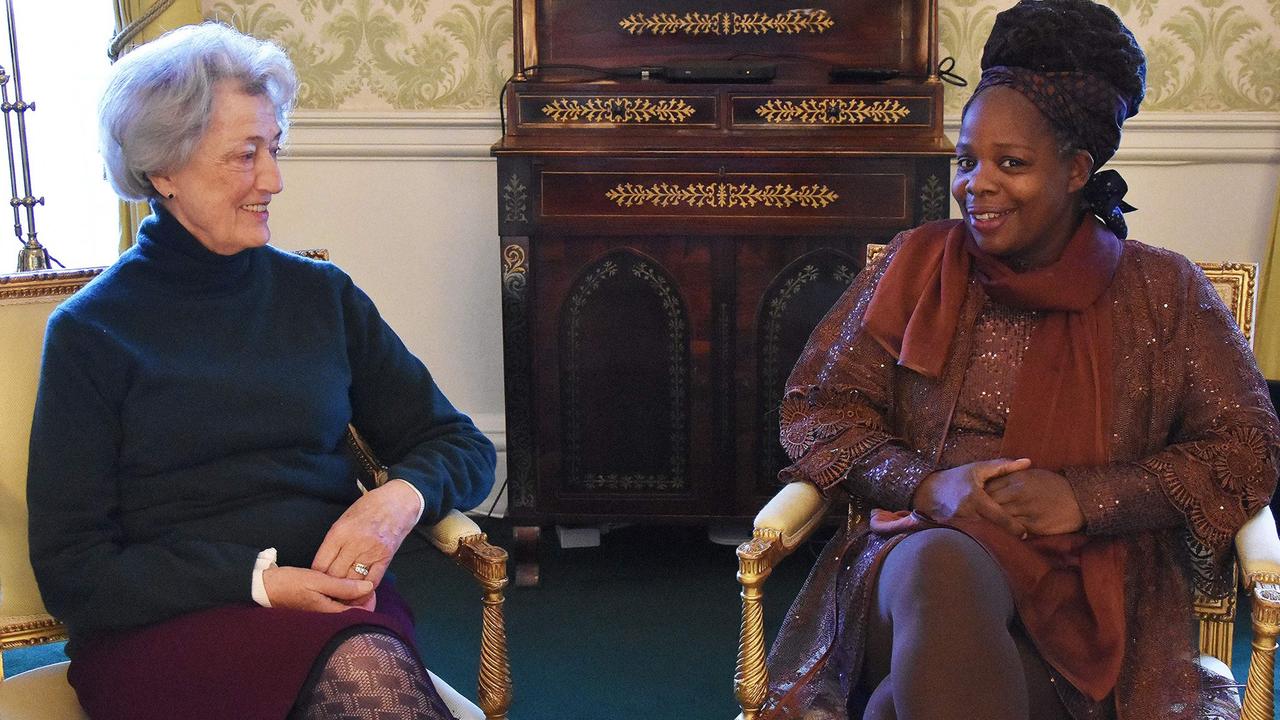 Lady Susan Hussey has met with Ngozi Fulani for the first time since her comments sparked a racism row. Picture: Handout / Buckingham Palace / AFP