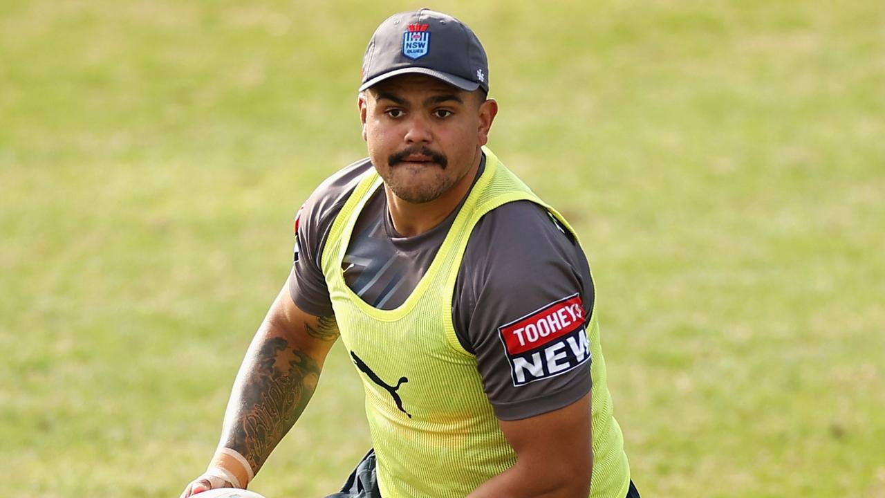 Latrell Mitchell won’t play for the Rabbitohs this weekend but is expected to return in Round 15 after a calf injury ruled him out of the Origin opener. Picture: Cameron Spencer / Getty Images