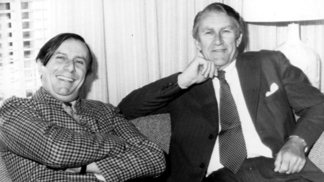 Barry Humphries with prime minister Malcolm Fraser in 1979.