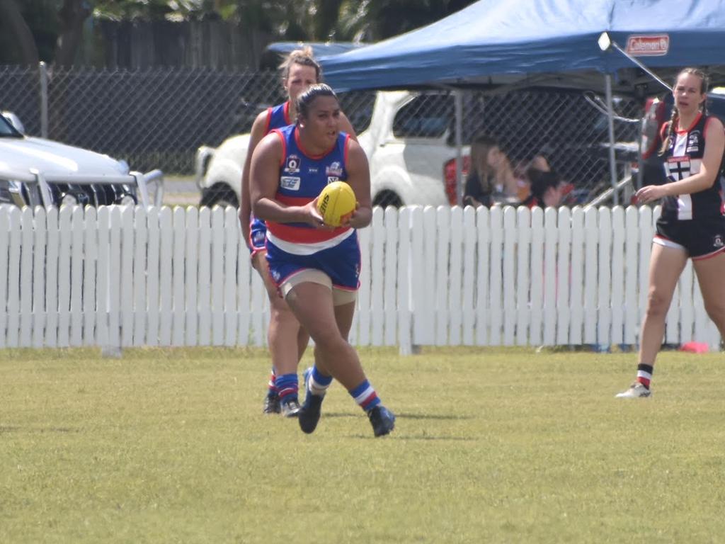 Tara Eketone in the North Mackay Saints and Moranbah Bulldogs clash at Zeolla Park, August 28, 2021. Picture: Matthew Forrest