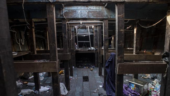 Death trap ... An abandoned boat which carried Rohingya and Bangladeshi migrants.