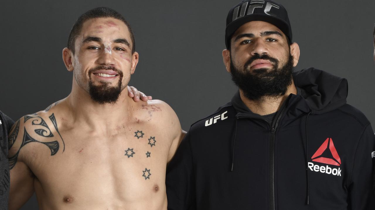 “We’re like brothers” – Rob Whittaker (L) and Jacob Malkoun (R). Picture: Mike Roach/Zuffa LLC/Getty Images