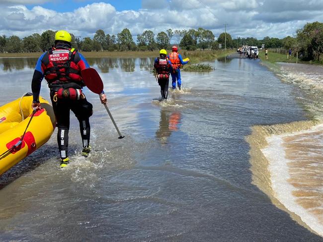 NSW Fire and Rescue firefighters and “In-water” rescue experts operating in the in Northern NSW flood zones. Supplied