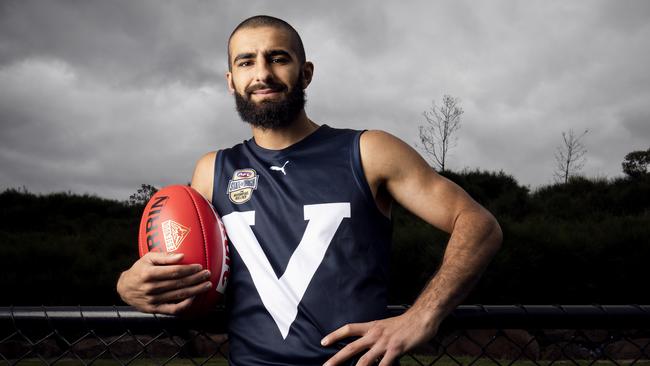 Essendon’s Adam Saad says wearing the Big V will be a privilege. Picture: Nicole Cleary