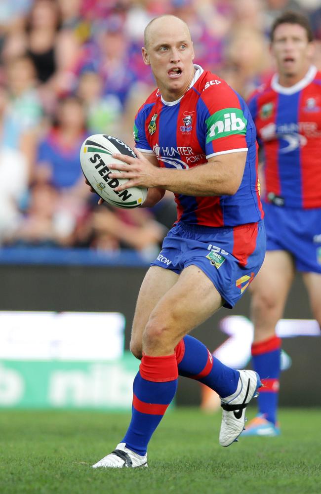 Michael Dobson playing for the Newcastle Knights. Picture Gregg Porteous