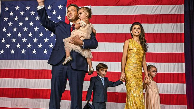 Ron DeSantis with wife Casey and their three children. Picture: AFP