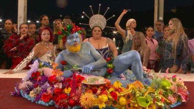 French actor Philippe Katerine appearing as the Greek god Dionysus during the Paris Olympics opening ceremony. Picture: Supplied