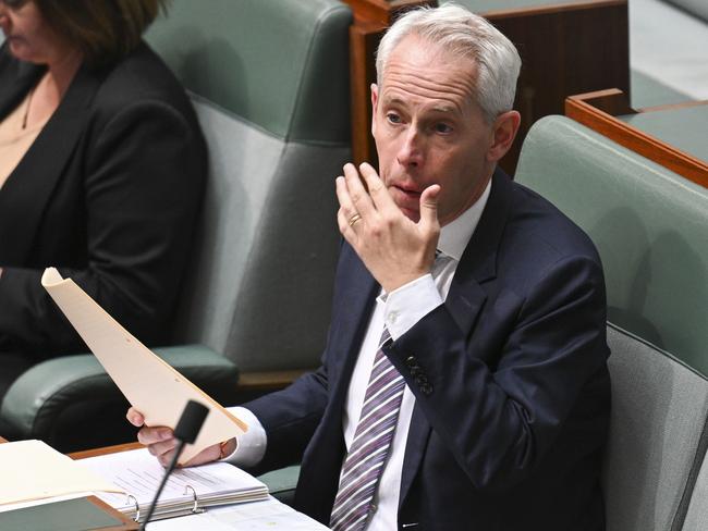 CANBERRA, AUSTRALIA, NewsWire Photos. MARCH 27, 2024: Minister for Immigration, Citizenship, Migrant Services and Multicultural Affairs, Andrew Giles during Question Time at Parliament House in Canberra. Picture: NCA NewsWire / Martin Ollman