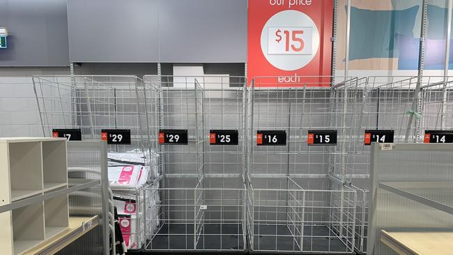 Empty shelves at Kmart, Ashfield, Sydney. Pictures: Benedict Brook/news.com.au