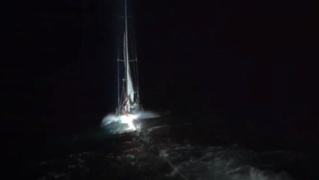 Two people have been rescued after their 12-metre yacht got caught in treacherous conditions north-east of Port Macquarie on Monday night. Picture: Marine Rescue NSW