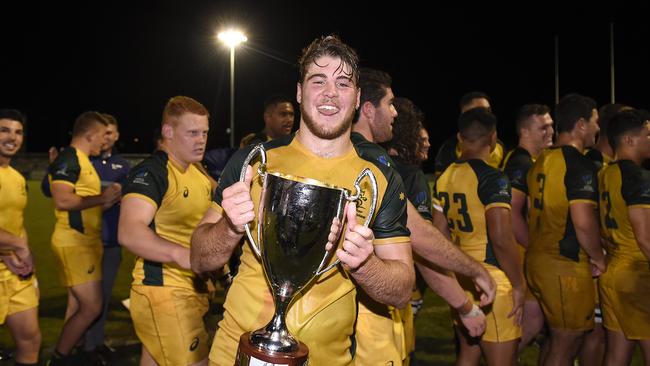 Brisbane Grammar flanker Fraser McReight captained the Australian Under-20s to a win over New Zealand this year. Picture: Getty Images/Albert Perez.