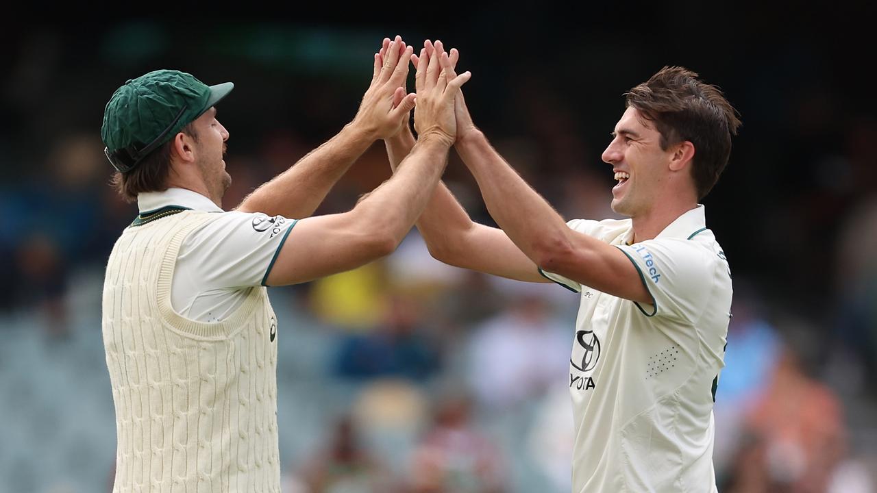 Mitchell Marsh and Pat Cummins of Australia. Photo by Paul Kane/Getty Images