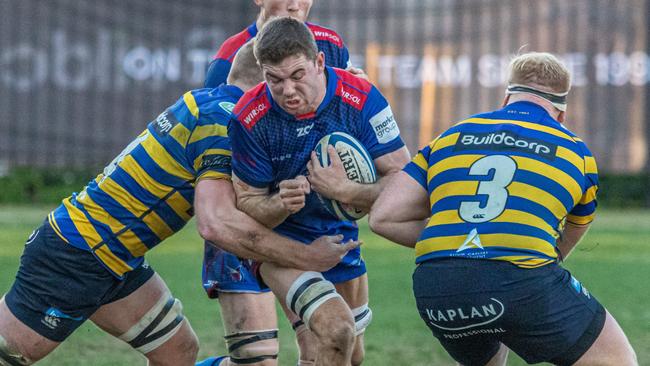 Rugby Shute Shield. Manly lock Max Douglas in action during yesterday's 27 - 21 win over Sydney University at University Oval. Pic: Adam MacDonald