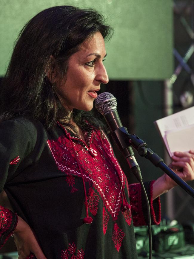 Susan Abulhawa speaks at a 2014 Palestine Festival of Literature event. Picture: Rob Stothard/Getty Images)