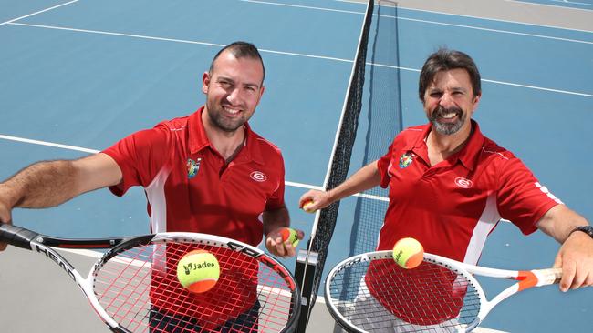 Tony Podesta School of Tennis coaches Ashod Paloulian and Tony Podesta. Picture: Robert Pozo