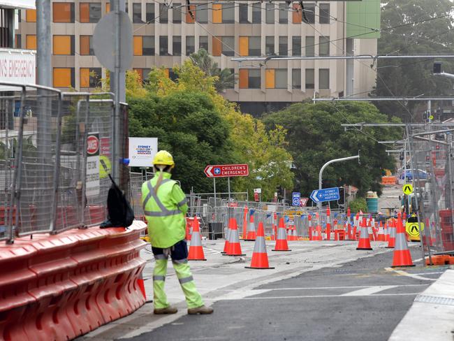 Doctors have raised concerns about access issues with High St being one way outside the Sydney Children's Hospital Emergency Department due to the light rail. Picture: Jonathan Ng