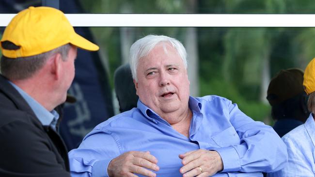 Clive Palmer, before the Pro-Adani protest, in Jubilee Park, Mackay on Saturday April 27th, 2019 (Image AAP/Steve Pohlner)