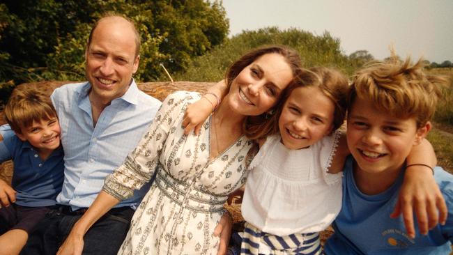 Catherine with Prince William and their children George, Charlotte and Louis in Norfolk. Picture: Kensington Palace/AFP