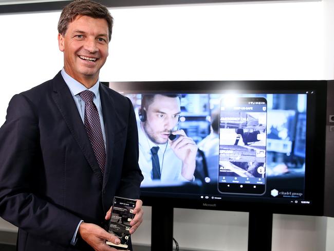 Law Enforcement and Cyber Sec­urity Minister Angus Taylor.