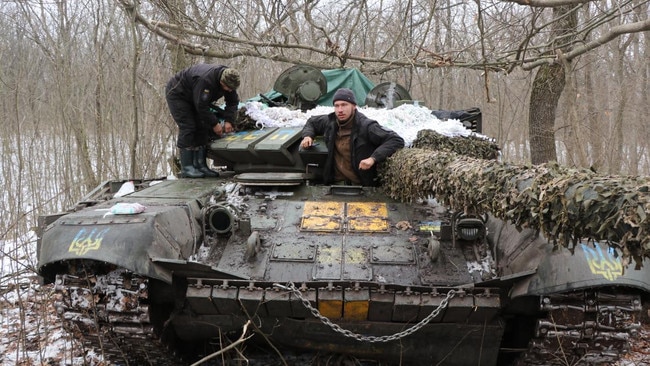 One Ukrainian tank crew has a captured Russian T-72 but their brothers-in-arms have to make do with older, vastly inferior models. Picture: Richard Spencer