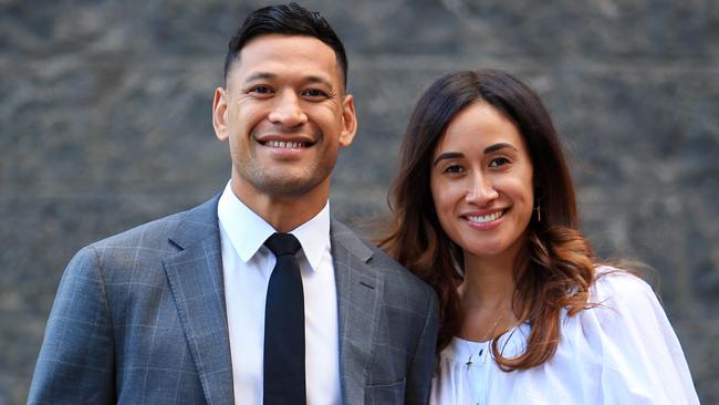 Israel Folau with his wife Maria. Picture: Aaron Francis