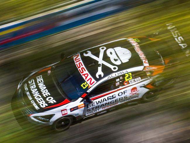 The Nissan Motorsport Nissan Altima during practice for the Sydney 500. Picture: