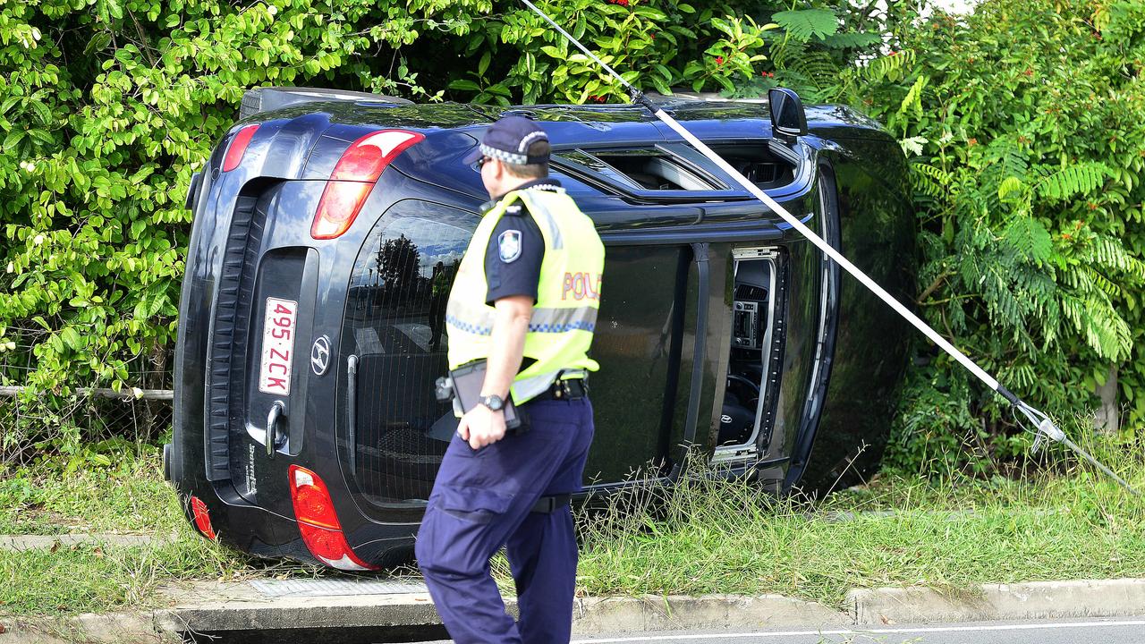 A woman was trapped in the wreckage of a vehicle following a two car crash in Townsville. The crash happened at the intersection of Elizabeth St and Alfred St in Aitkenvale. PICTURE: MATT TAYLOR.