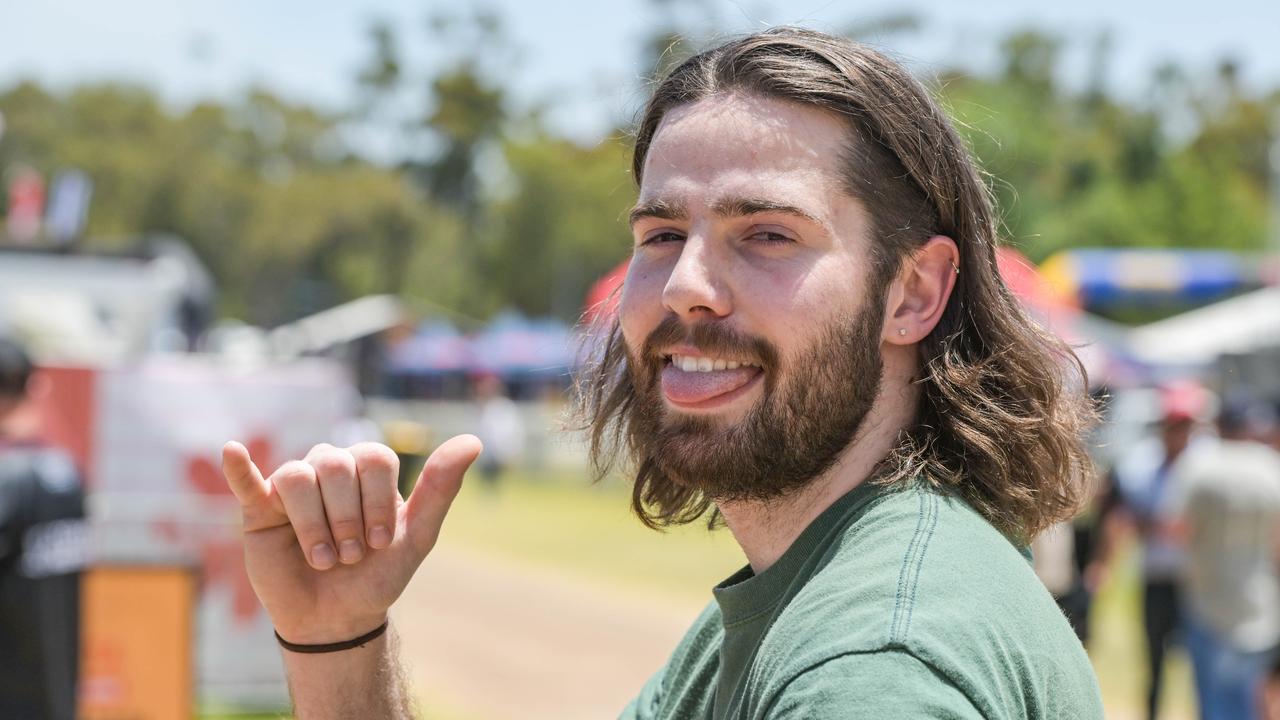 Oliver Dalwood vying for best mullet at the VALO Adelaide 500. Picture: Brenton Edwards