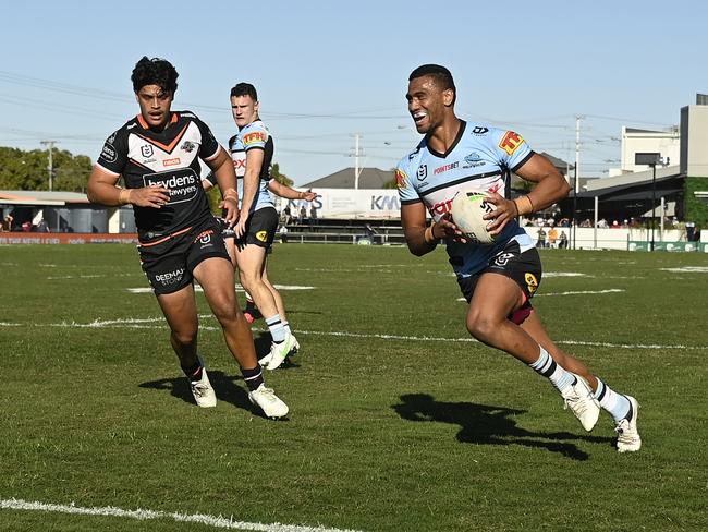 The Sharks scored more points on Saturday than ever before in a match against the Wests Tigers. (Photo by Ian Hitchcock/Getty Images)