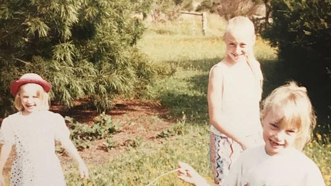 Jane Bunn (middle) as a 10-year-old in Apollo Bay with sisters Alecia, 3, and Amy, 6.