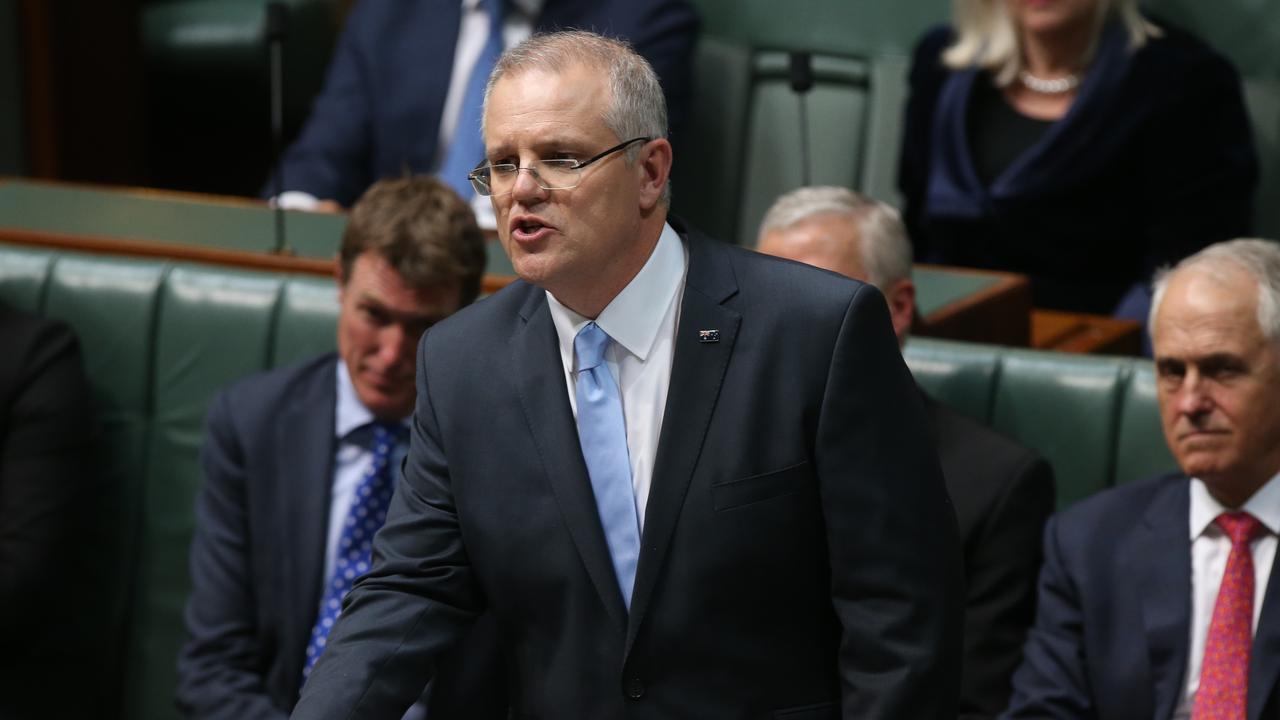 Treasurer Scott Morrison delivering his Budget speech in the House of Representatives Chamber, at Parliament House in Canberra. Picture Kym Smith