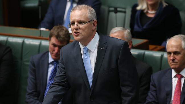 Treasurer Scott Morrison delivering his Budget speech in the House of Representatives Chamber, at Parliament House in Canberra. Picture Kym Smith
