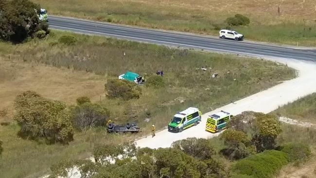 An aerial photo of the scene of the crash. Picture: 7NEWS