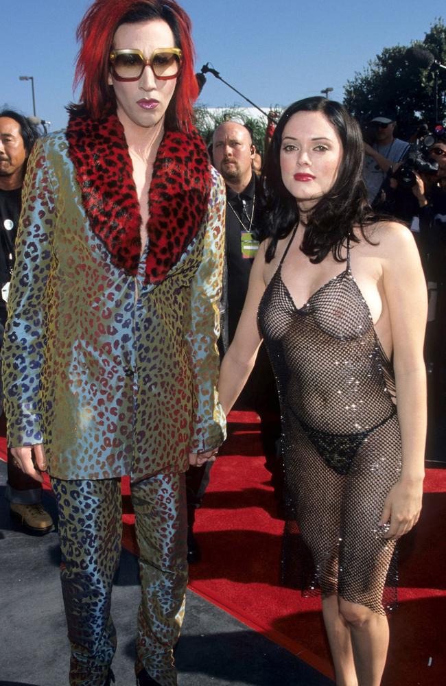 Rose McGowan wanted to shock, but didn’t expect the reaction she got wearing the naked dress. Picture: Getty